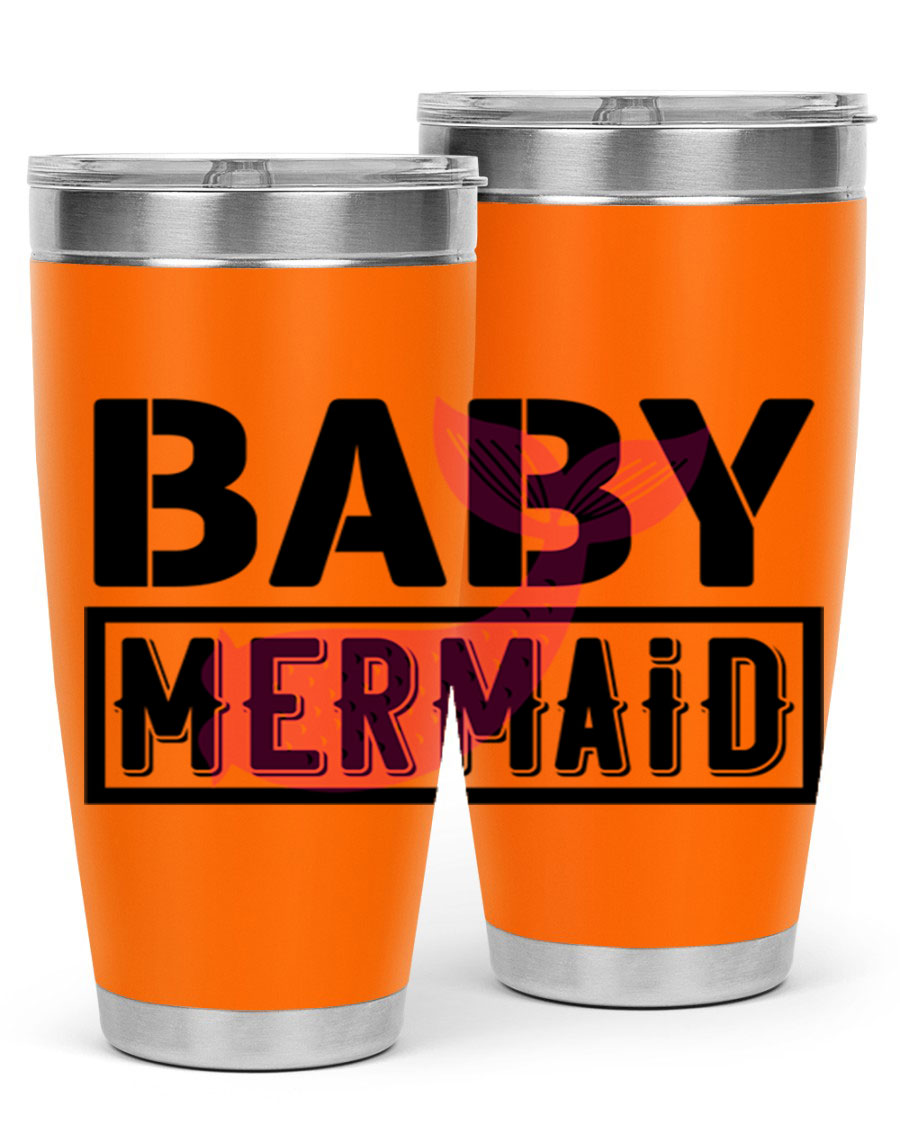 Baby Mermaid 29# Tumbler, a stylish 20oz stainless steel tumbler with vibrant mermaid design, perfect for hot and cold beverages.