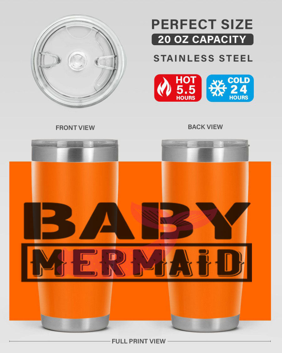 Baby Mermaid 29# Tumbler, a stylish 20oz stainless steel tumbler with vibrant mermaid design, perfect for hot and cold beverages.