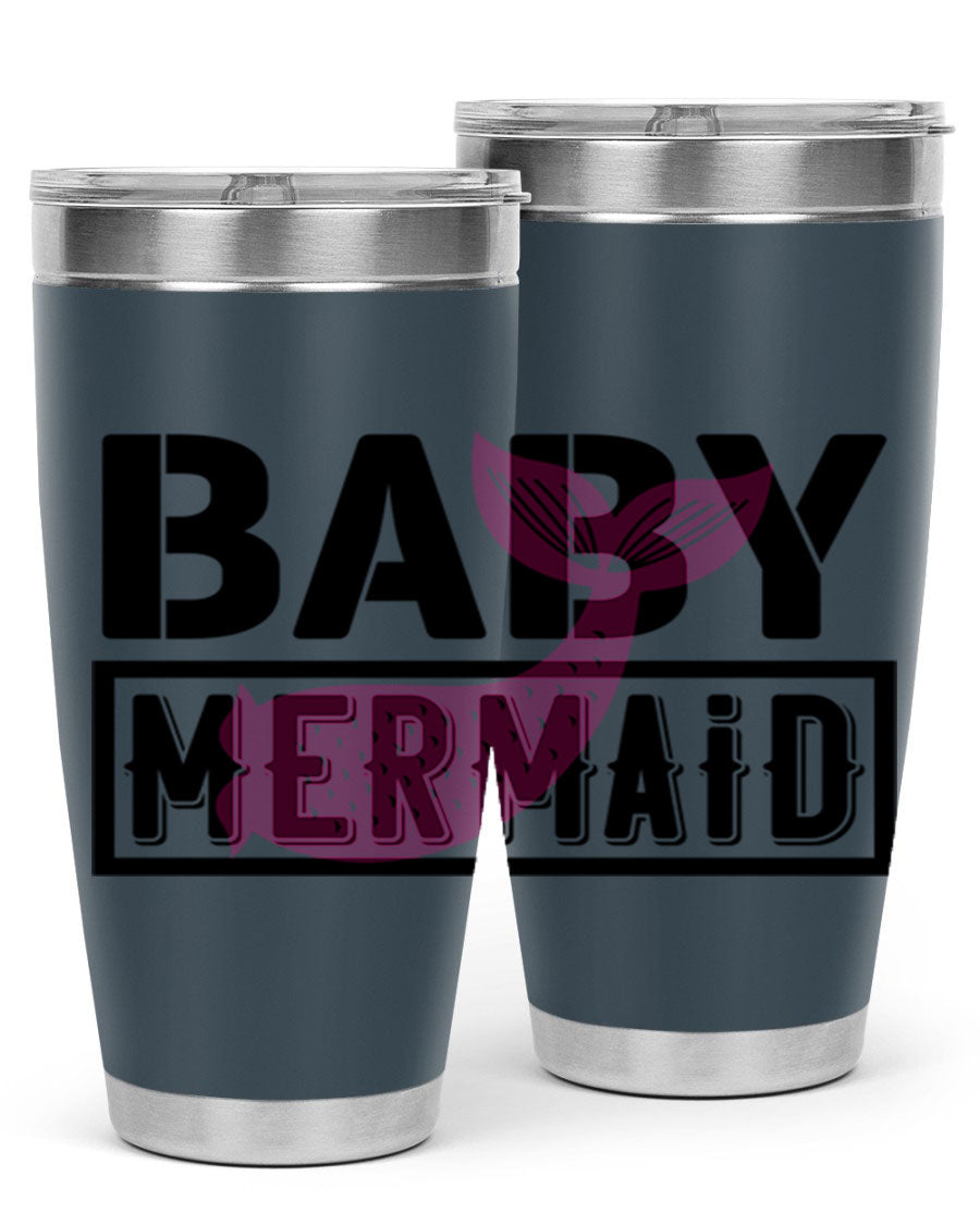Baby Mermaid 29# Tumbler, a stylish 20oz stainless steel tumbler with vibrant mermaid design, perfect for hot and cold beverages.