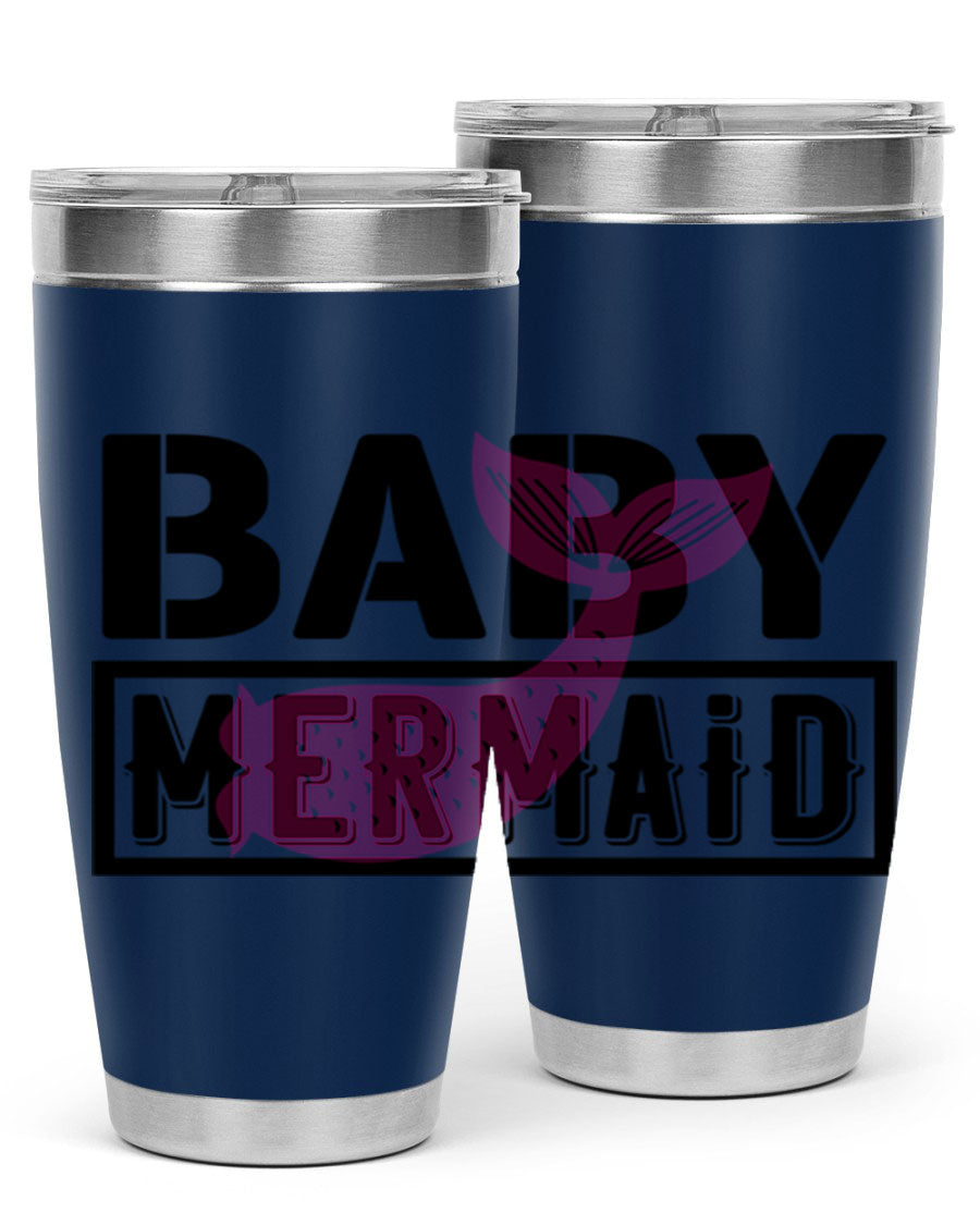 Baby Mermaid 29# Tumbler, a stylish 20oz stainless steel tumbler with vibrant mermaid design, perfect for hot and cold beverages.