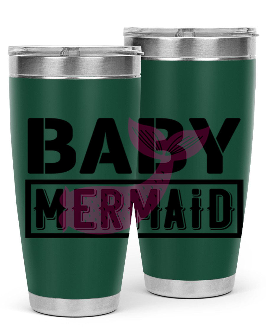 Baby Mermaid 29# Tumbler, a stylish 20oz stainless steel tumbler with vibrant mermaid design, perfect for hot and cold beverages.