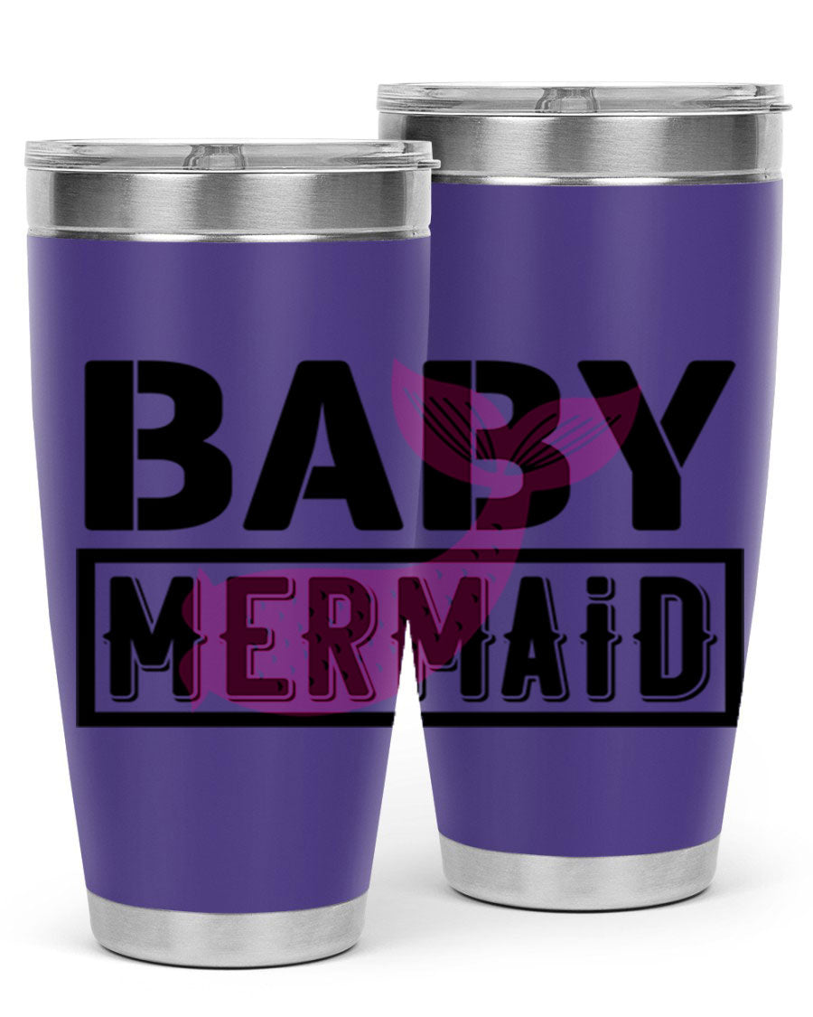 Baby Mermaid 29# Tumbler, a stylish 20oz stainless steel tumbler with vibrant mermaid design, perfect for hot and cold beverages.