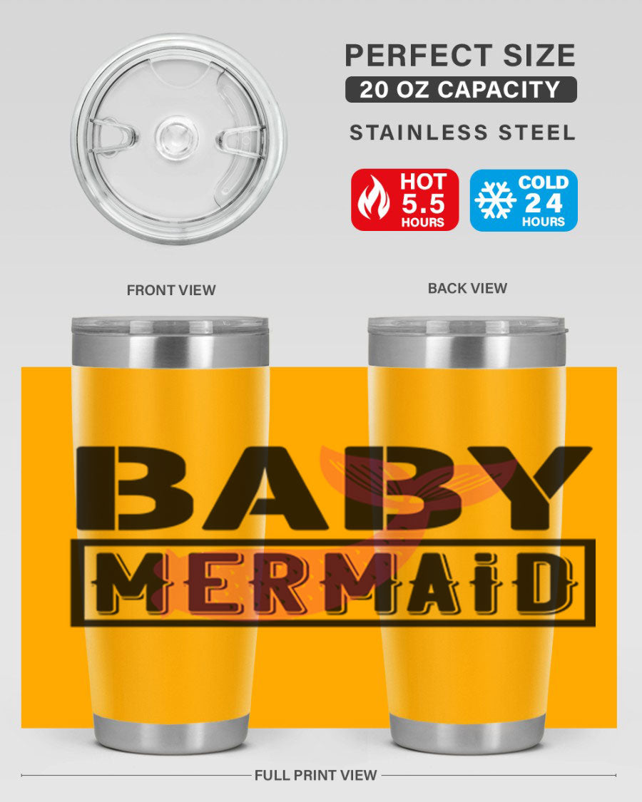 Baby Mermaid 29# Tumbler, a stylish 20oz stainless steel tumbler with vibrant mermaid design, perfect for hot and cold beverages.