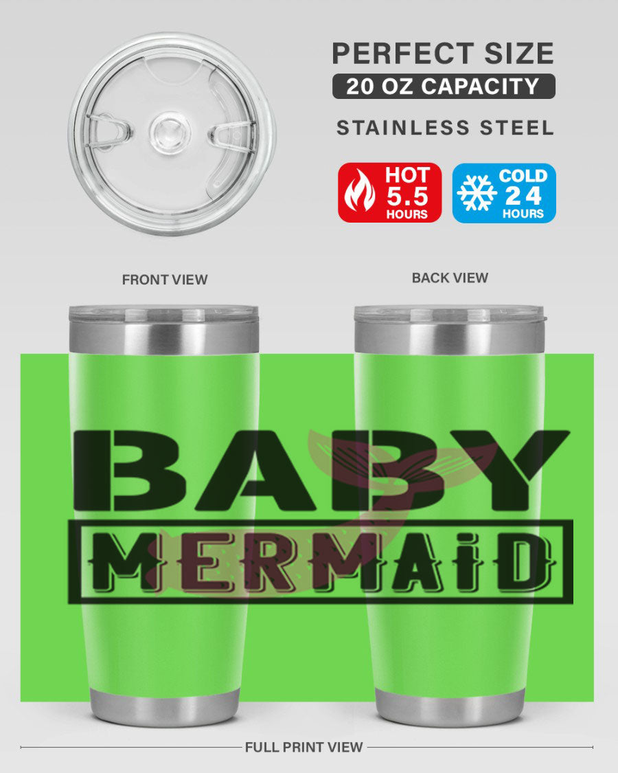 Baby Mermaid 29# Tumbler, a stylish 20oz stainless steel tumbler with vibrant mermaid design, perfect for hot and cold beverages.