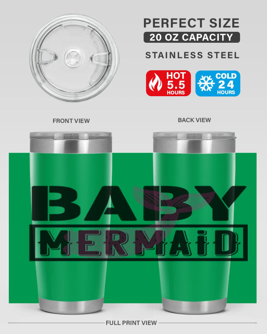 Baby Mermaid 29# Tumbler, a stylish 20oz stainless steel tumbler with vibrant mermaid design, perfect for hot and cold beverages.