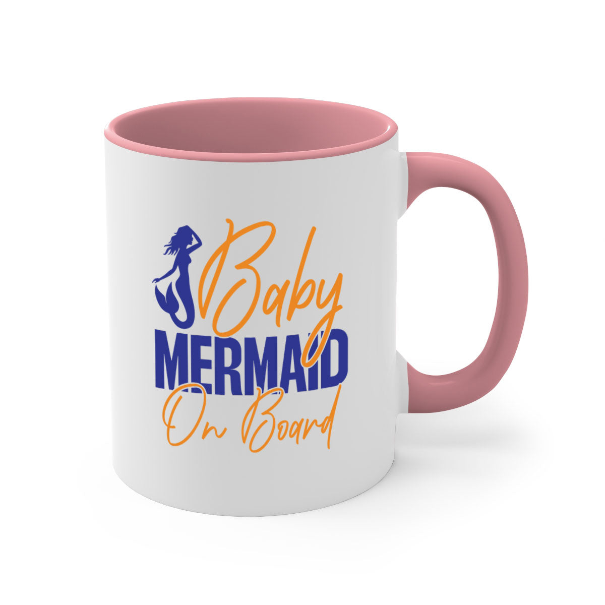 A colorful Baby Mermaid on Board mug featuring a glossy finish, available in multiple colors with a C-shaped handle.