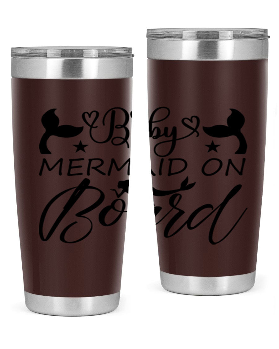 A stylish Baby Mermaid on Board 31# Tumbler featuring a whimsical mermaid design, made from double wall vacuum stainless steel.
