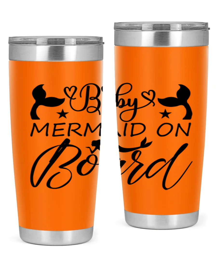 A stylish Baby Mermaid on Board 31# Tumbler featuring a whimsical mermaid design, made from double wall vacuum stainless steel.