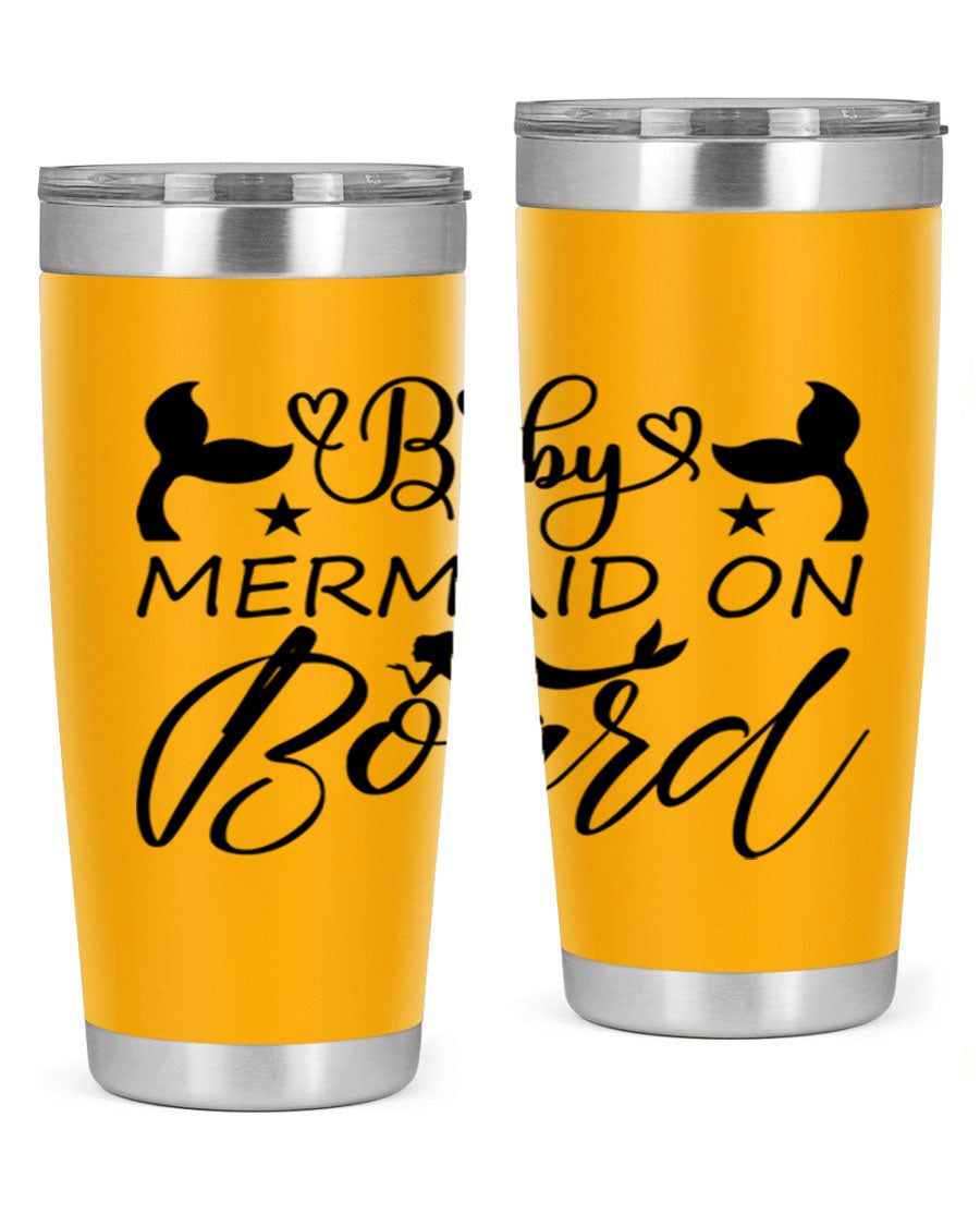 A stylish Baby Mermaid on Board 31# Tumbler featuring a whimsical mermaid design, made from double wall vacuum stainless steel.