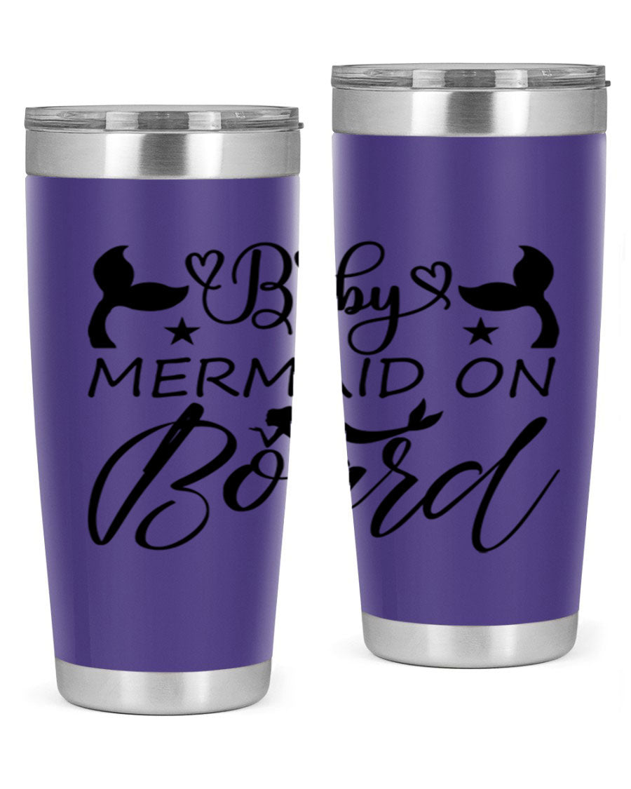 A stylish Baby Mermaid on Board 31# Tumbler featuring a whimsical mermaid design, made from double wall vacuum stainless steel.