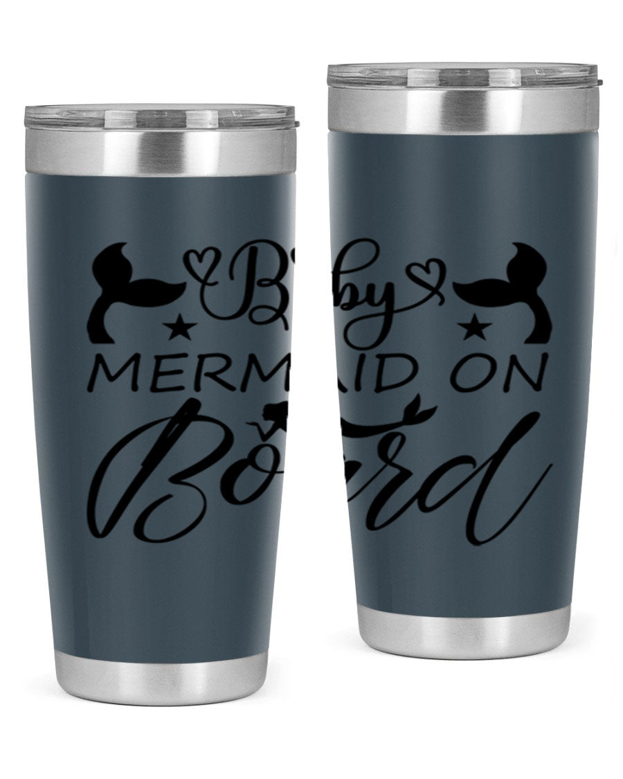 A stylish Baby Mermaid on Board 31# Tumbler featuring a whimsical mermaid design, made from double wall vacuum stainless steel.