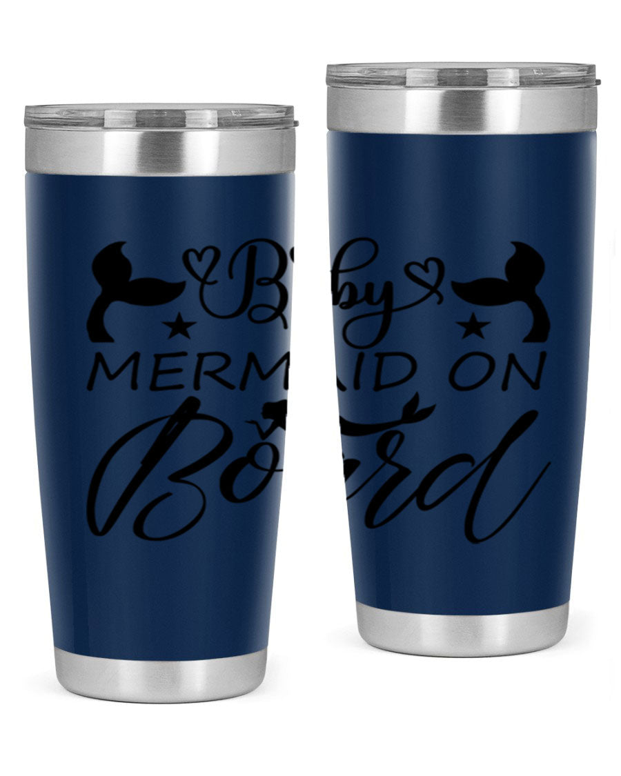 A stylish Baby Mermaid on Board 31# Tumbler featuring a whimsical mermaid design, made from double wall vacuum stainless steel.