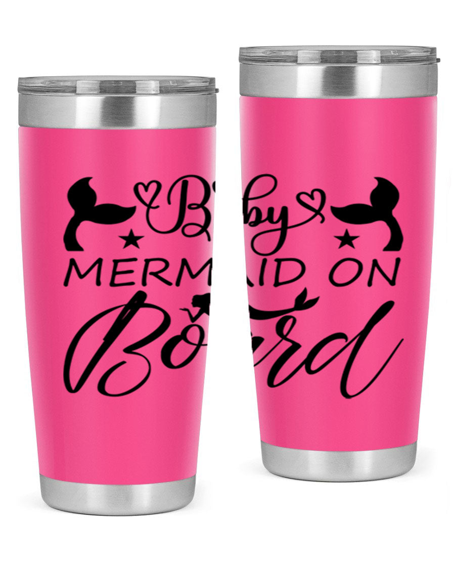 A stylish Baby Mermaid on Board 31# Tumbler featuring a whimsical mermaid design, made from double wall vacuum stainless steel.