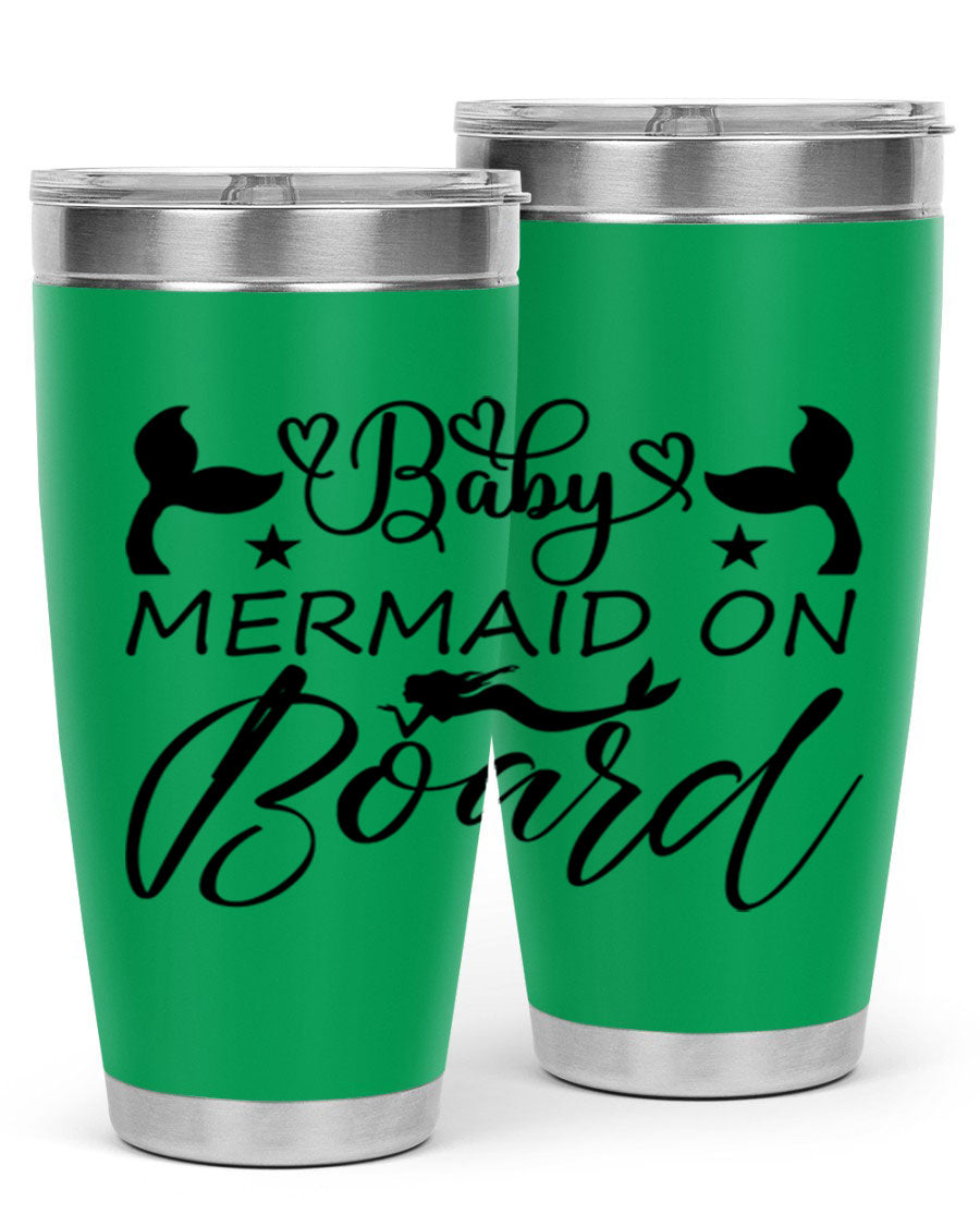A stylish Baby Mermaid on Board 31# Tumbler featuring a whimsical mermaid design, made from double wall vacuum stainless steel.