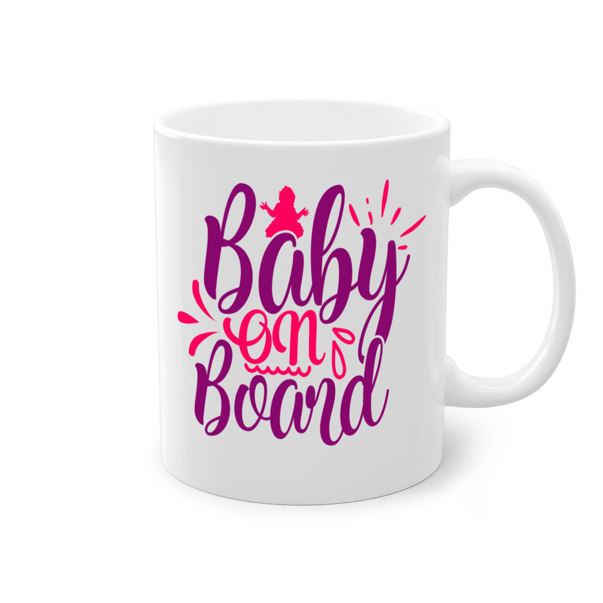 Baby On Board Style 289# Mug with two-tone design, featuring a colored handle and glossy finish, available in multiple colors.