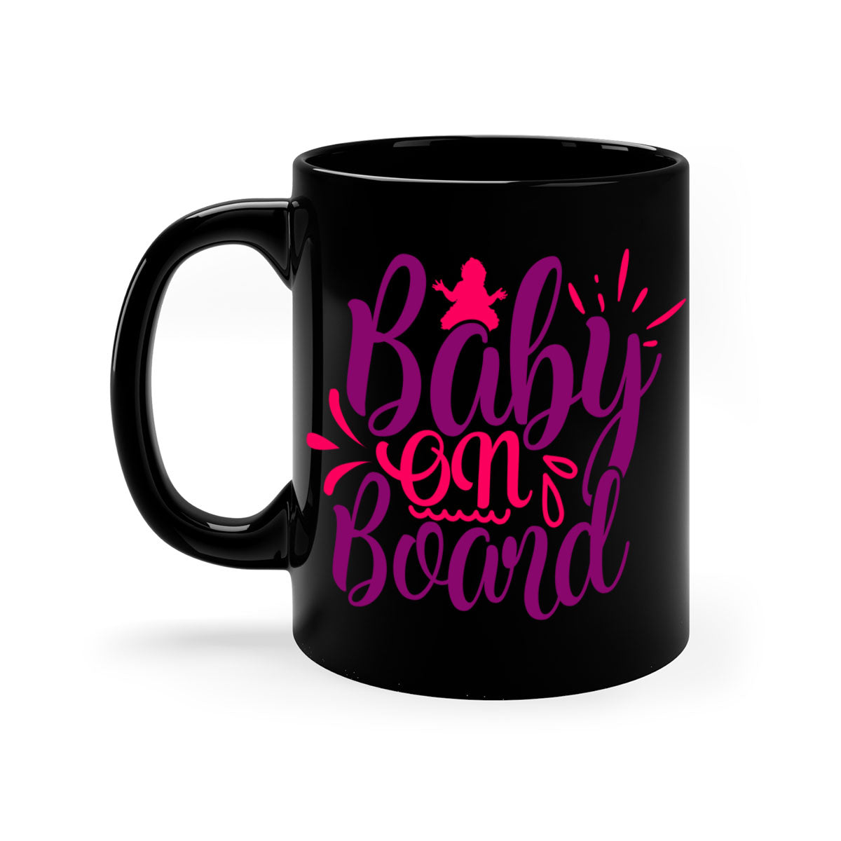 Baby On Board Style 289# Mug with two-tone design, featuring a colored handle and glossy finish, available in multiple colors.