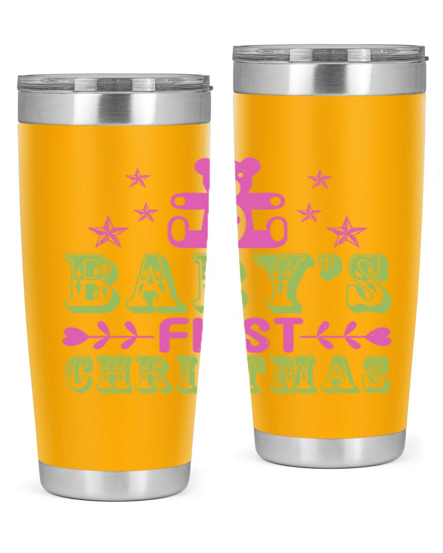 Baby's First Christmas Style 292# 20oz tumbler featuring double wall vacuum stainless steel design with festive print.