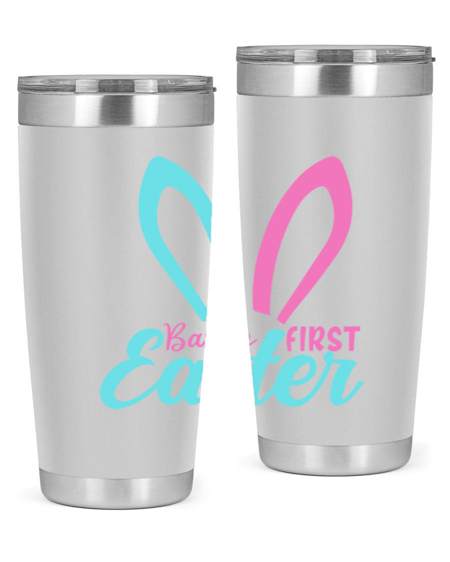 Baby's First Easter Style 286# 20oz tumbler featuring double wall vacuum stainless steel design with a colorful Easter-themed print.