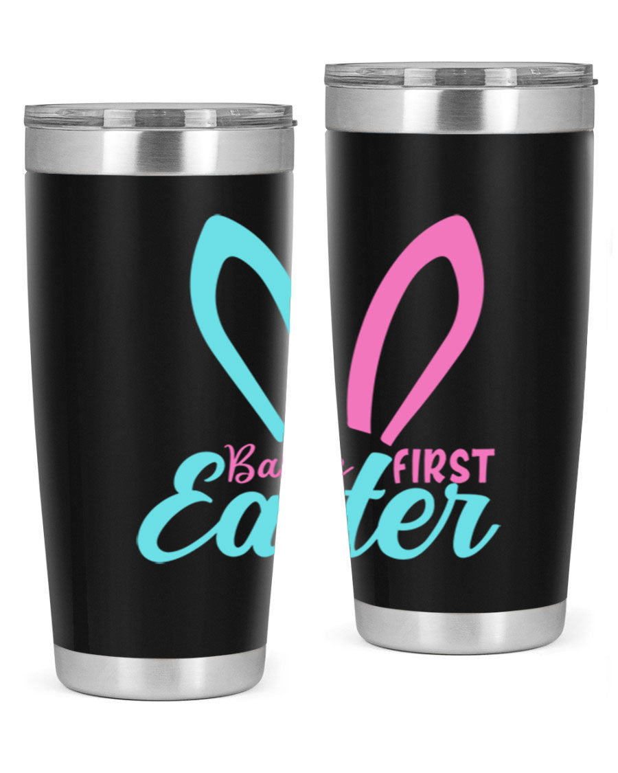 Baby's First Easter Style 286# 20oz tumbler featuring double wall vacuum stainless steel design with a colorful Easter-themed print.