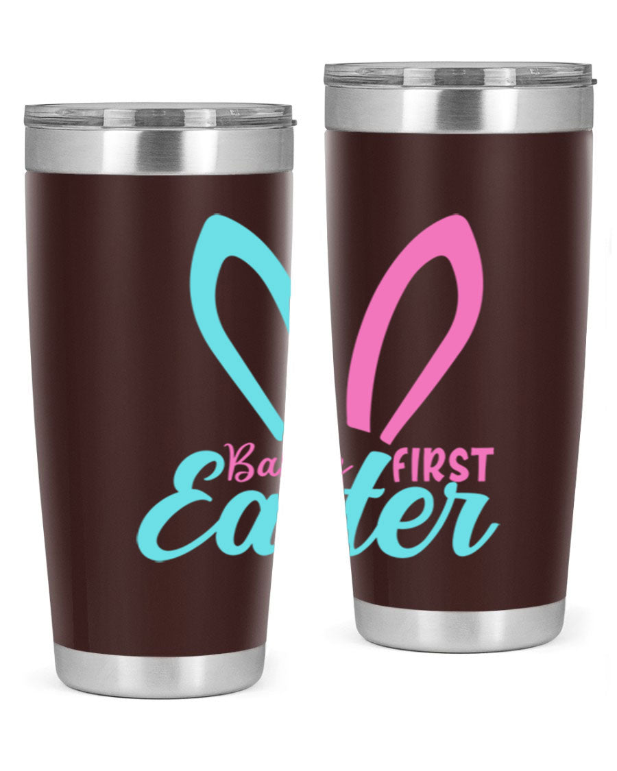 Baby's First Easter Style 286# 20oz tumbler featuring double wall vacuum stainless steel design with a colorful Easter-themed print.