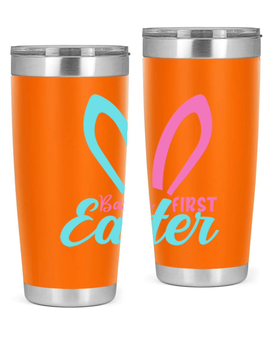Baby's First Easter Style 286# 20oz tumbler featuring double wall vacuum stainless steel design with a colorful Easter-themed print.