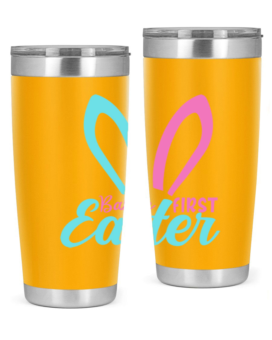 Baby's First Easter Style 286# 20oz tumbler featuring double wall vacuum stainless steel design with a colorful Easter-themed print.