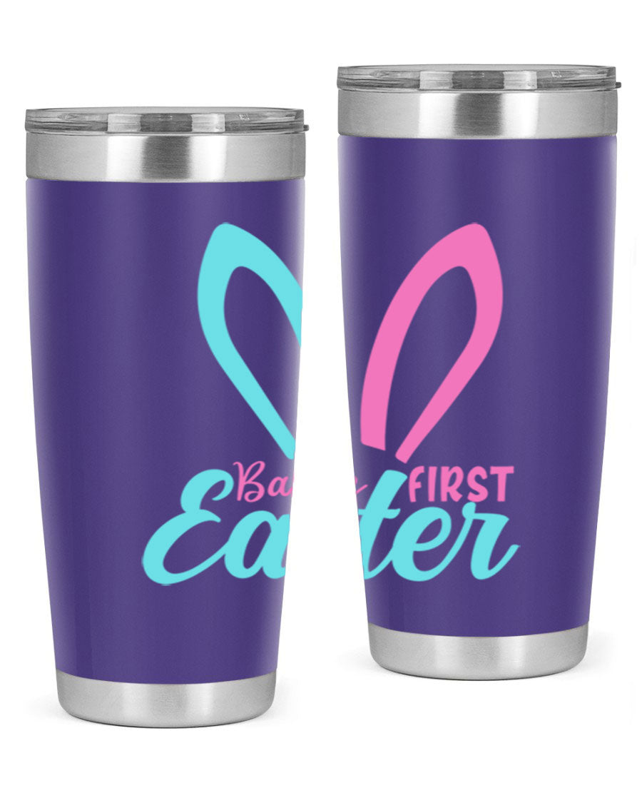 Baby's First Easter Style 286# 20oz tumbler featuring double wall vacuum stainless steel design with a colorful Easter-themed print.