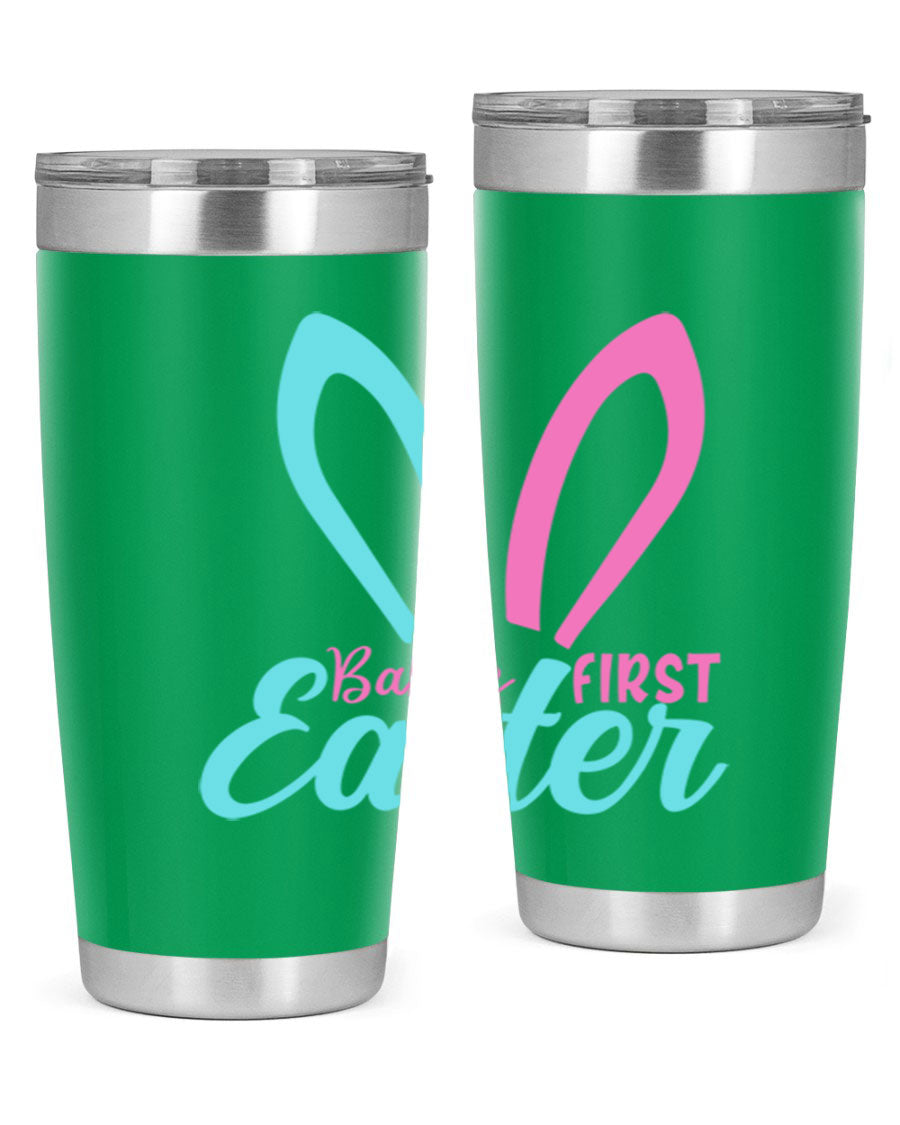 Baby's First Easter Style 286# 20oz tumbler featuring double wall vacuum stainless steel design with a colorful Easter-themed print.