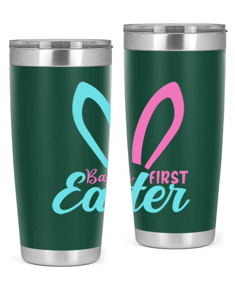 Baby's First Easter Style 286# 20oz tumbler featuring double wall vacuum stainless steel design with a colorful Easter-themed print.