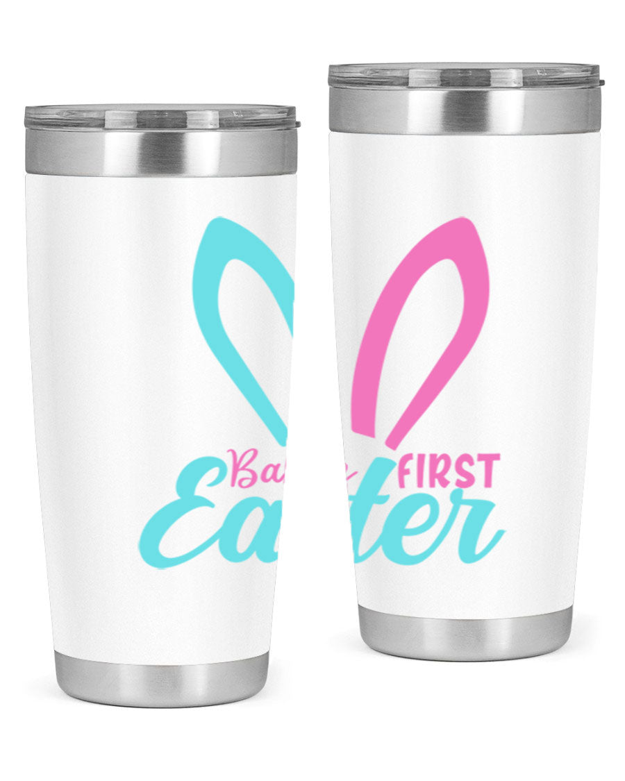 Baby's First Easter Style 286# 20oz tumbler featuring double wall vacuum stainless steel design with a colorful Easter-themed print.