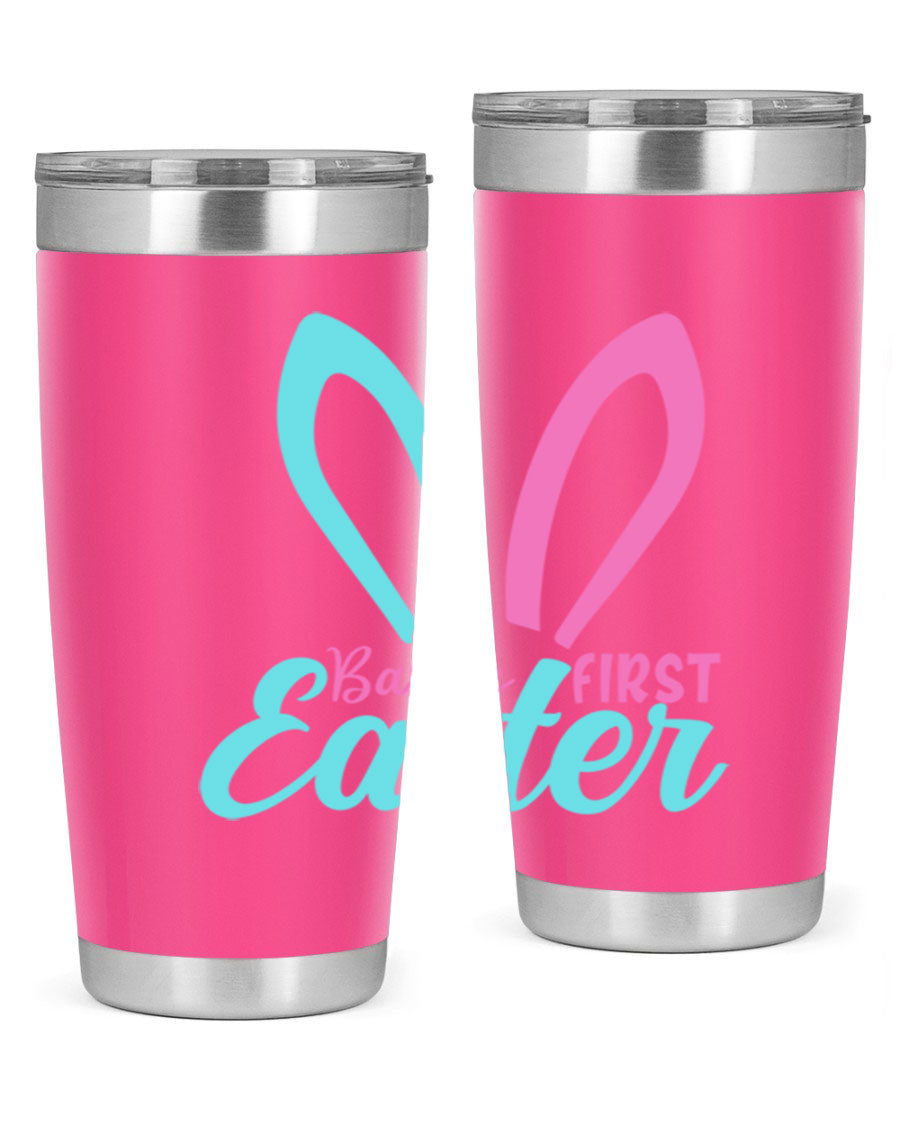 Baby's First Easter Style 286# 20oz tumbler featuring double wall vacuum stainless steel design with a colorful Easter-themed print.