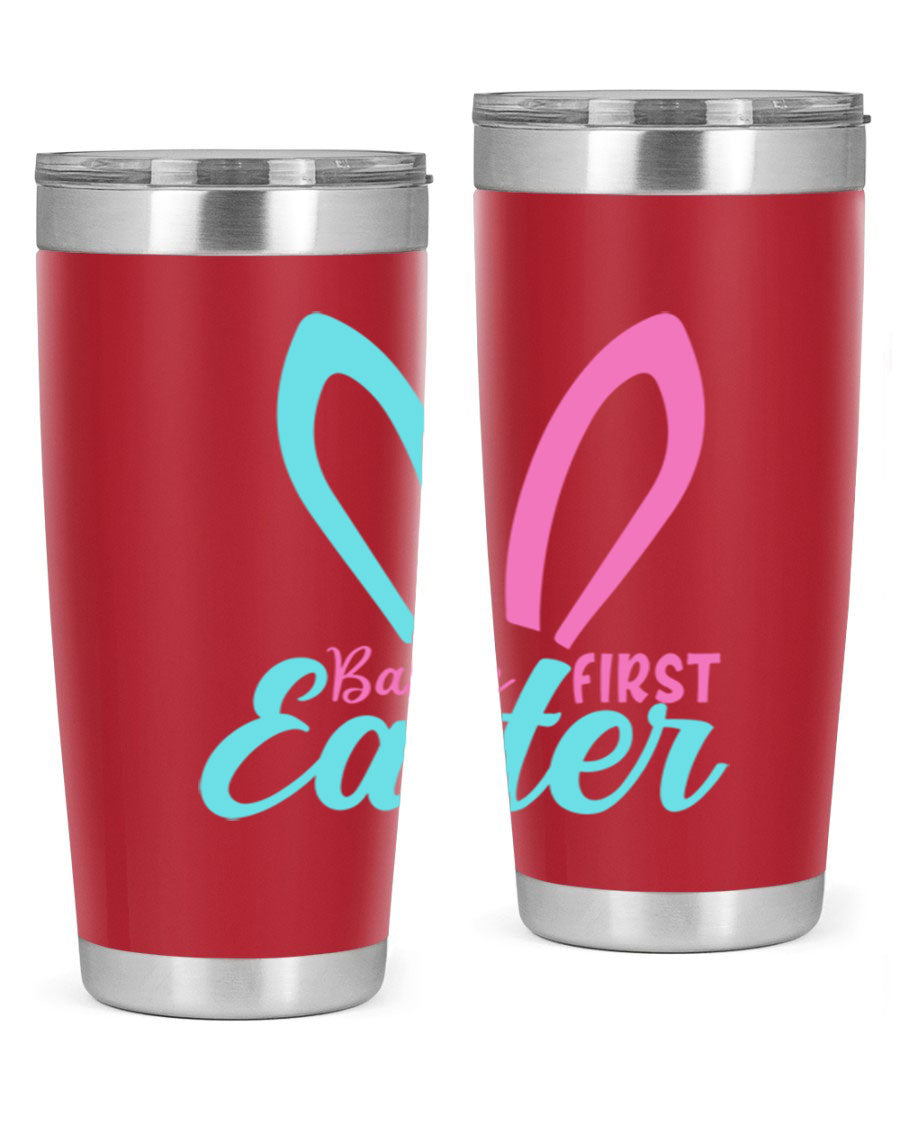Baby's First Easter Style 286# 20oz tumbler featuring double wall vacuum stainless steel design with a colorful Easter-themed print.