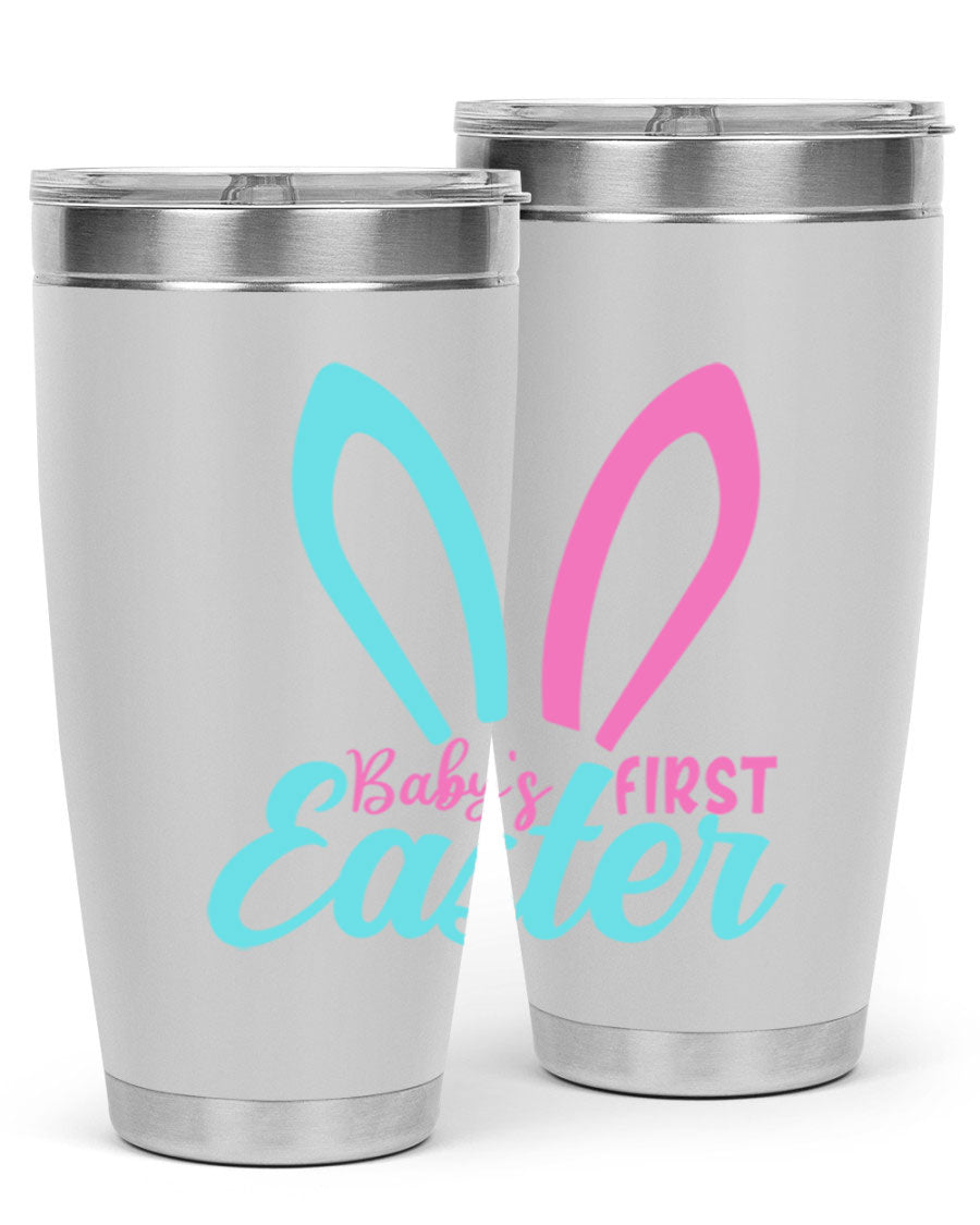 Baby's First Easter Style 286# 20oz tumbler featuring double wall vacuum stainless steel design with a colorful Easter-themed print.