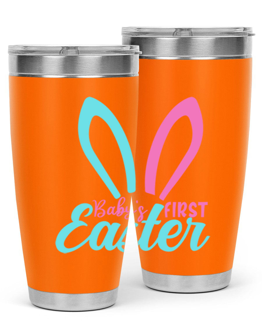 Baby's First Easter Style 286# 20oz tumbler featuring double wall vacuum stainless steel design with a colorful Easter-themed print.