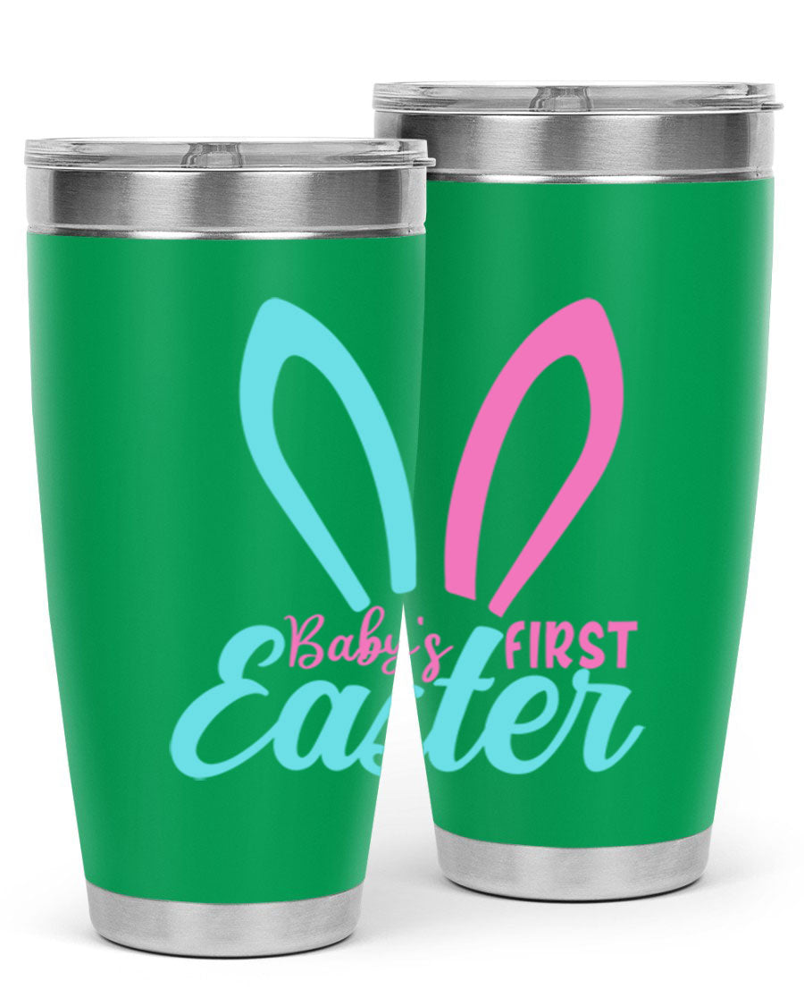 Baby's First Easter Style 286# 20oz tumbler featuring double wall vacuum stainless steel design with a colorful Easter-themed print.