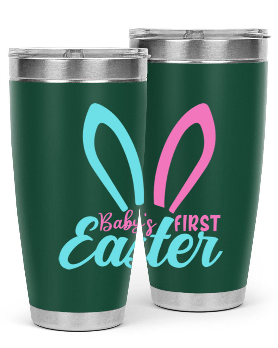 Baby's First Easter Style 286# 20oz tumbler featuring double wall vacuum stainless steel design with a colorful Easter-themed print.