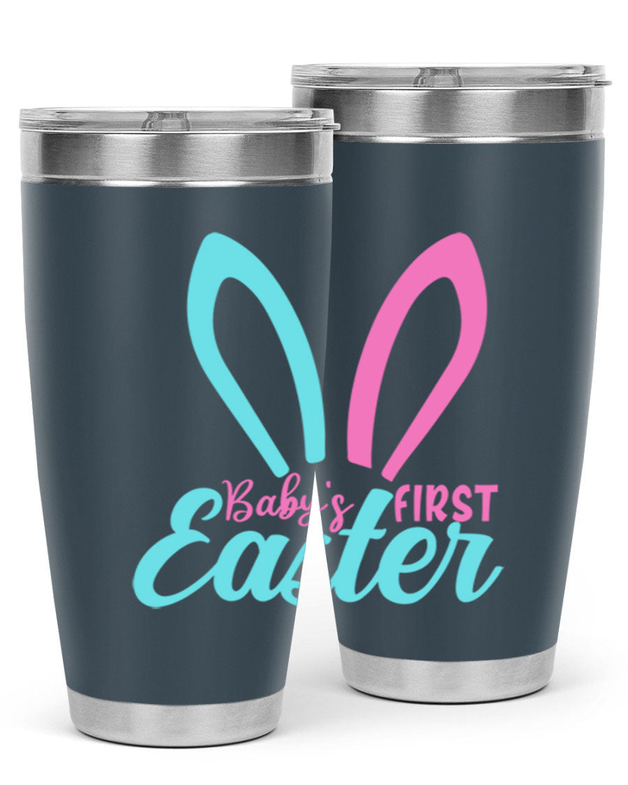 Baby's First Easter Style 286# 20oz tumbler featuring double wall vacuum stainless steel design with a colorful Easter-themed print.