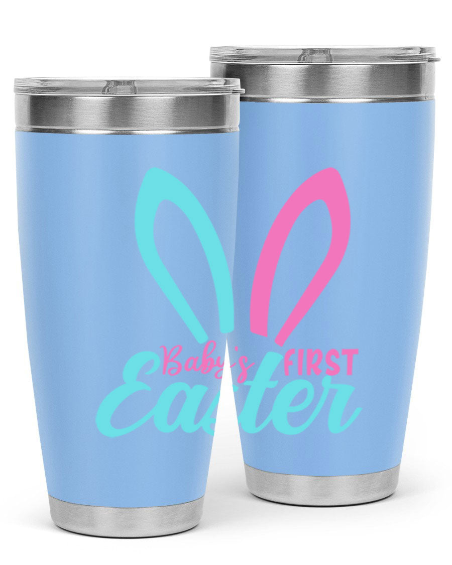 Baby's First Easter Style 286# 20oz tumbler featuring double wall vacuum stainless steel design with a colorful Easter-themed print.