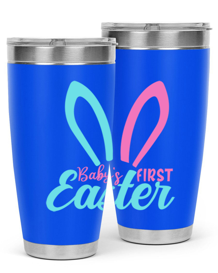 Baby's First Easter Style 286# 20oz tumbler featuring double wall vacuum stainless steel design with a colorful Easter-themed print.