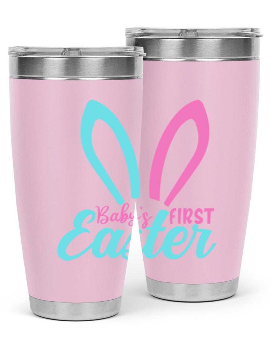 Baby's First Easter Style 286# 20oz tumbler featuring double wall vacuum stainless steel design with a colorful Easter-themed print.