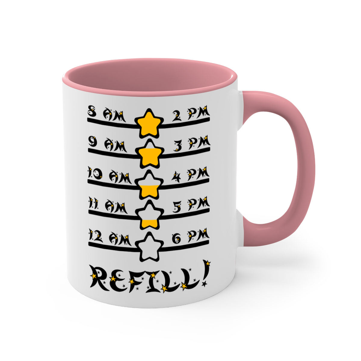 Back 272# Mug featuring a glossy finish with a colored handle and interior, available in multiple colors and sizes.