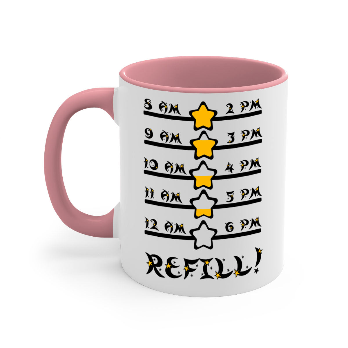 Back 272# Mug featuring a glossy finish with a colored handle and interior, available in multiple colors and sizes.