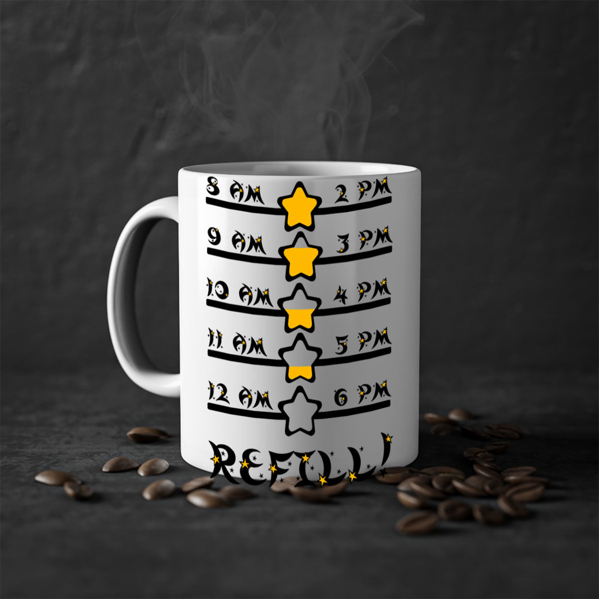 Back 272# Mug featuring a glossy finish with a colored handle and interior, available in multiple colors and sizes.