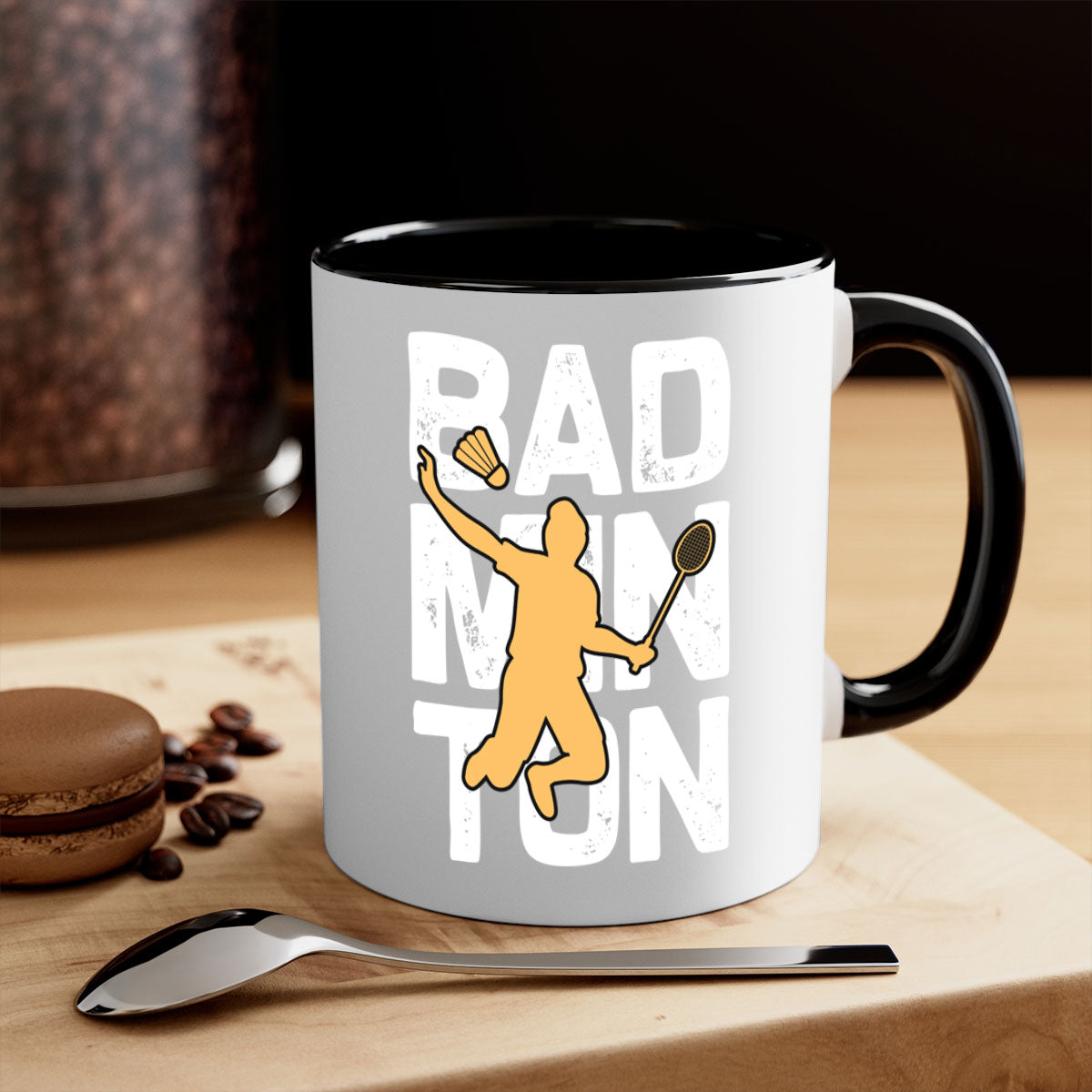 Bad 1452# two-tone ceramic mug with colored handle and glossy finish, available in multiple colors and sizes.