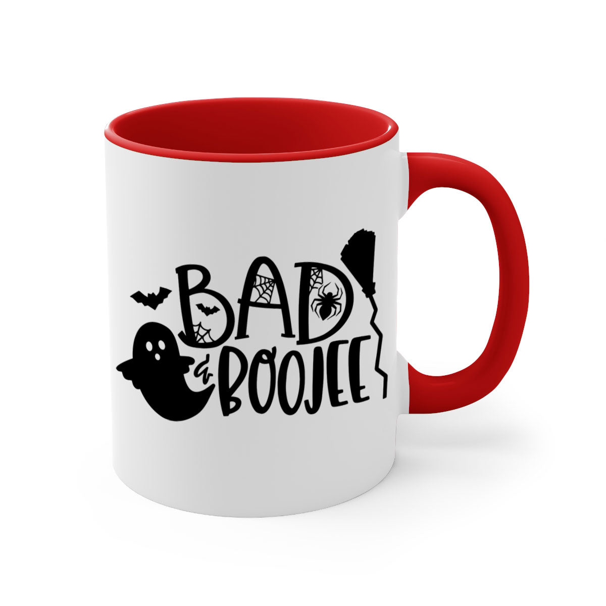 Bad Boojee 93# Halloween Mug with colorful handle and glossy finish, available in multiple colors and sizes.