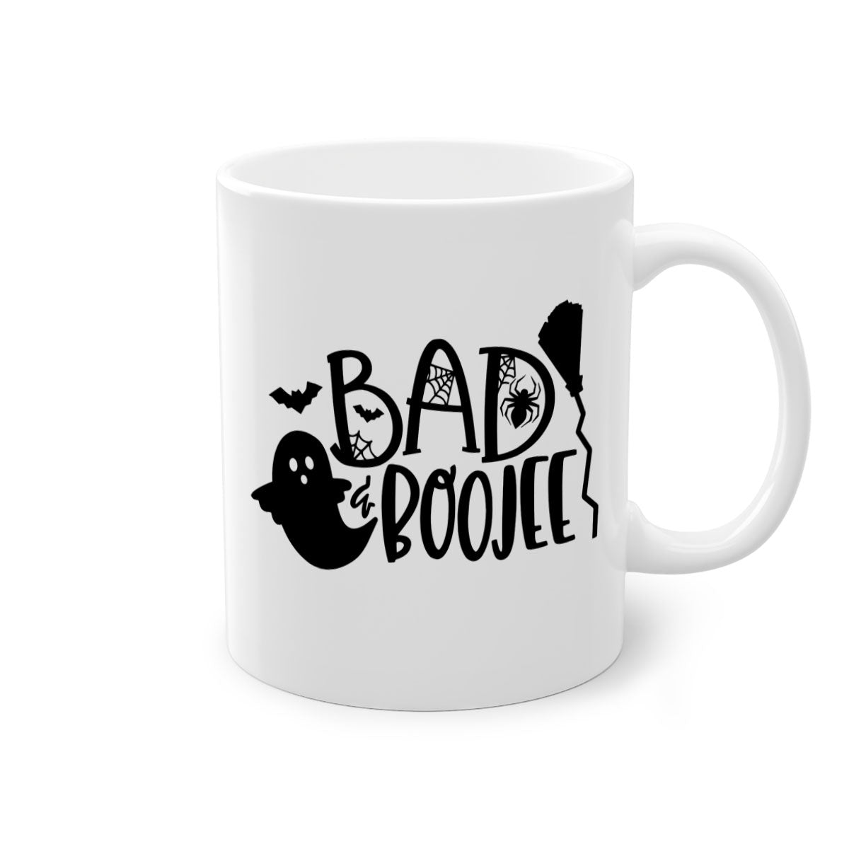 Bad Boojee 93# Halloween Mug with colorful handle and glossy finish, available in multiple colors and sizes.