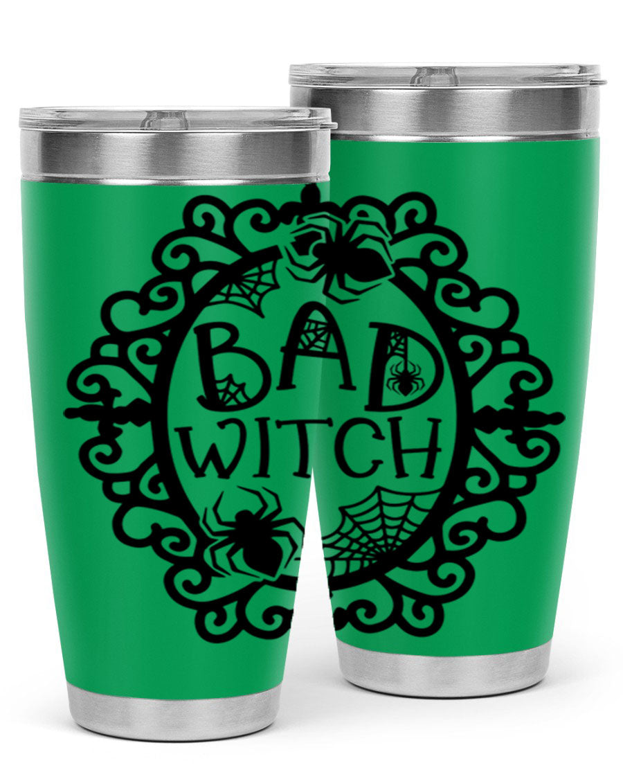 Bad Witch 92# Halloween Tumbler in 20oz and 30oz sizes, featuring a stylish design with double wall vacuum insulation.