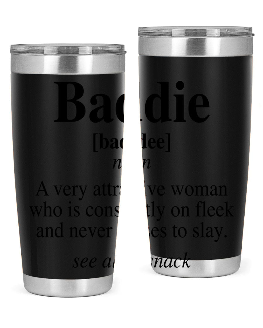Baddie definition 269# cotton tank top featuring a stylish design in black words and phrases, perfect for casual wear.