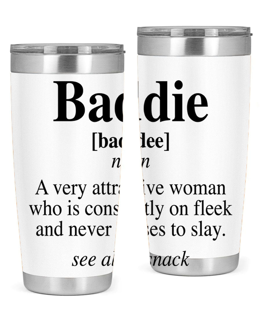 Baddie definition 269# cotton tank top featuring a stylish design in black words and phrases, perfect for casual wear.