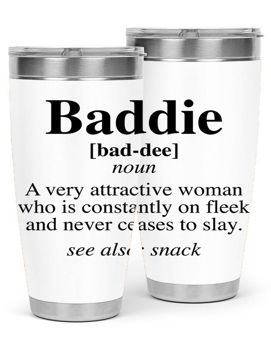 Baddie definition 269# cotton tank top featuring a stylish design in black words and phrases, perfect for casual wear.